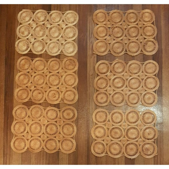 6 Boho Sisal Straw Placemats Farmhouse Vintage Boho - Picture 2 of 8